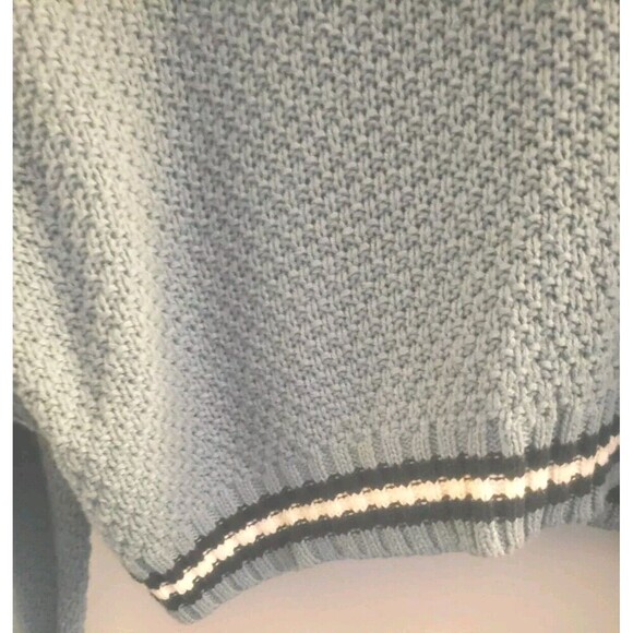 Hooked Up Crop Cardigan Women's  Large Blue Y2k Deep V-Neck Cable-Knit NWT - Picture 5 of 8